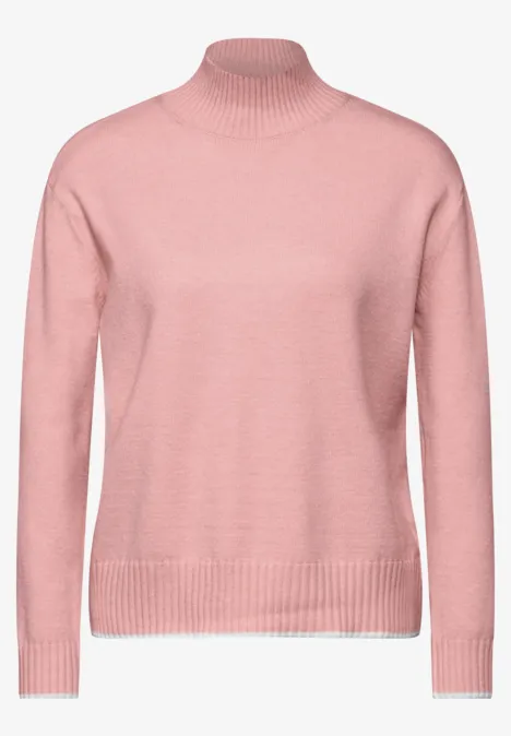 Pullover mit Stehkragen petal rose mel.