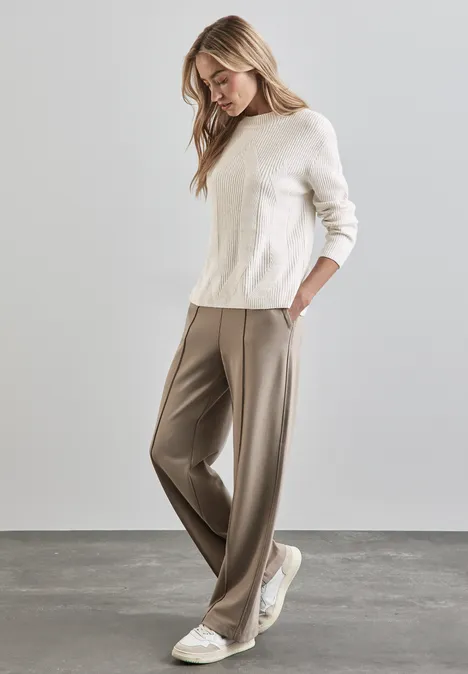 Strukturpullover cream white melange