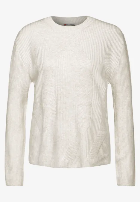 Strukturpullover cream white melange