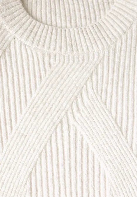 Strukturpullover cream white melange