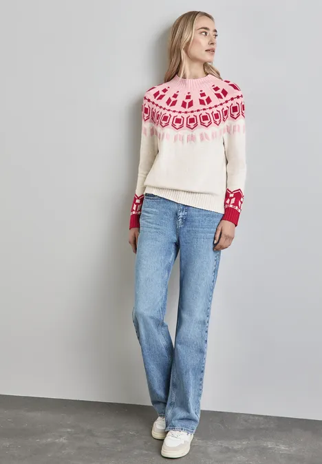 Jaquard Pullover autumn red