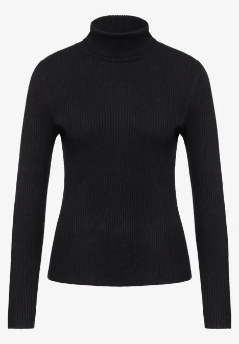 Pull à col roulé basique Black