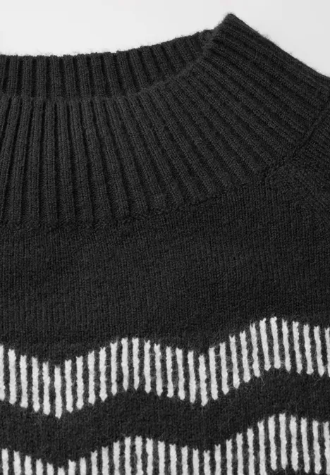 Melange-Look Pullover Black
