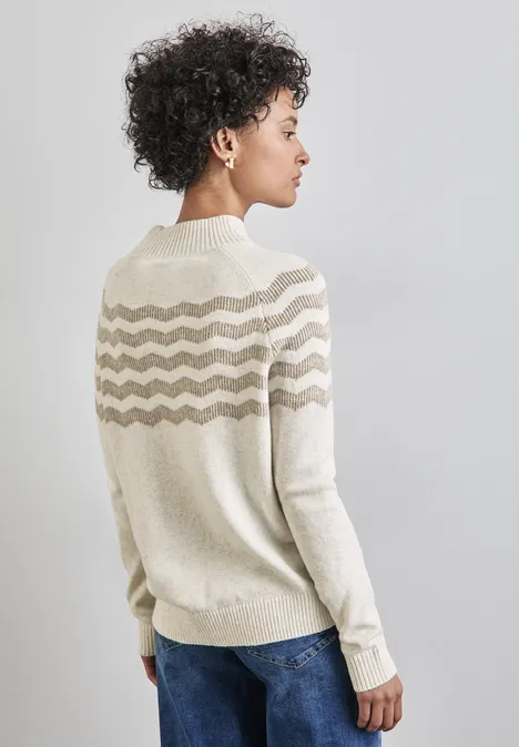 Melange-Look Pullover cream white melange