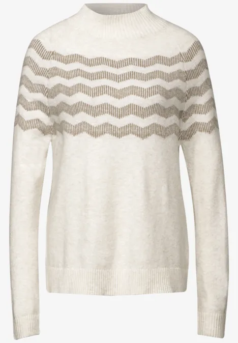 Melange-Look Pullover cream white melange