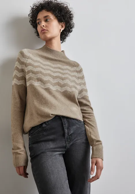 Melange-Look Pullover mocha glow mel.