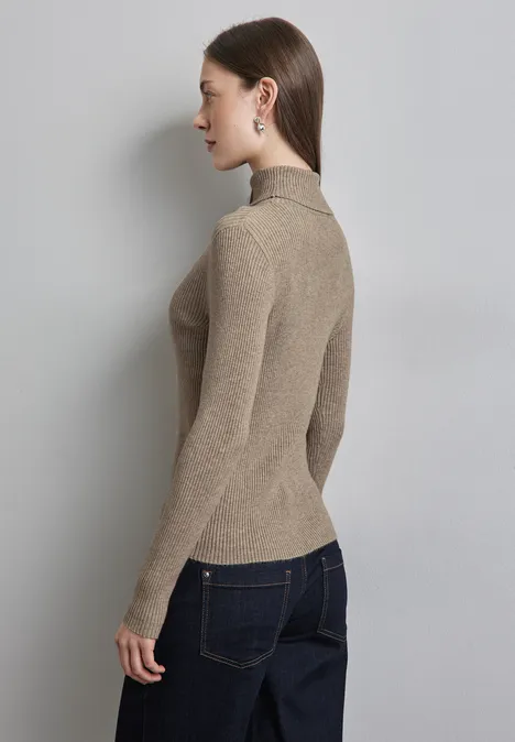 Basic Rollkragen-Pullover mocha glow mel.