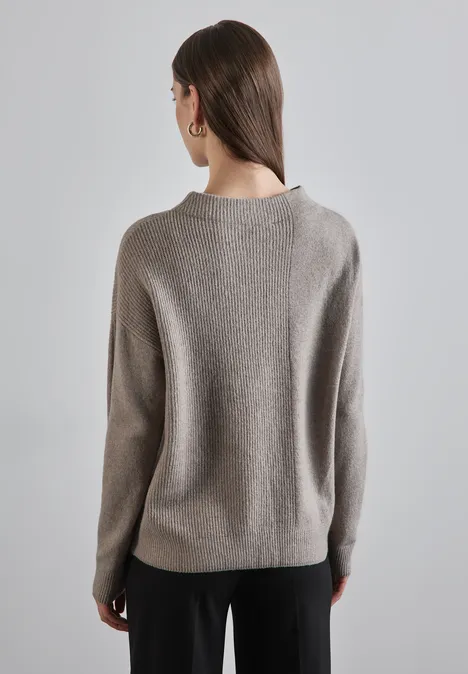 Pullover mit Strukturmix breezy beige mel.