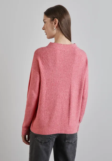 Pullover mit Strukturmix sugar coral mel.