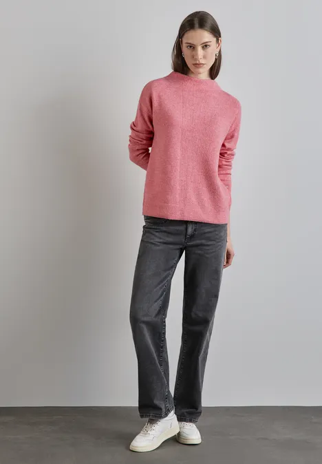 Pullover mit Strukturmix sugar coral mel.