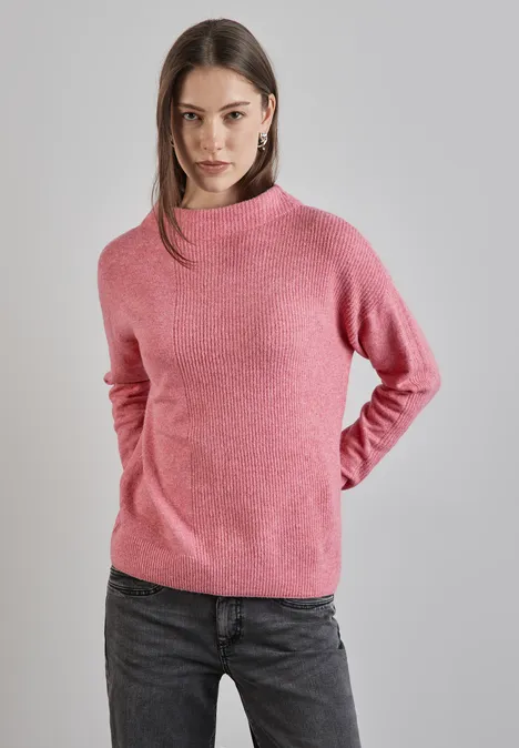 Pullover mit Strukturmix sugar coral mel.
