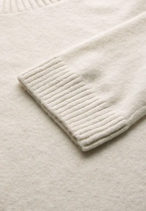 Strickpullover mit Rundhals cream white melange
