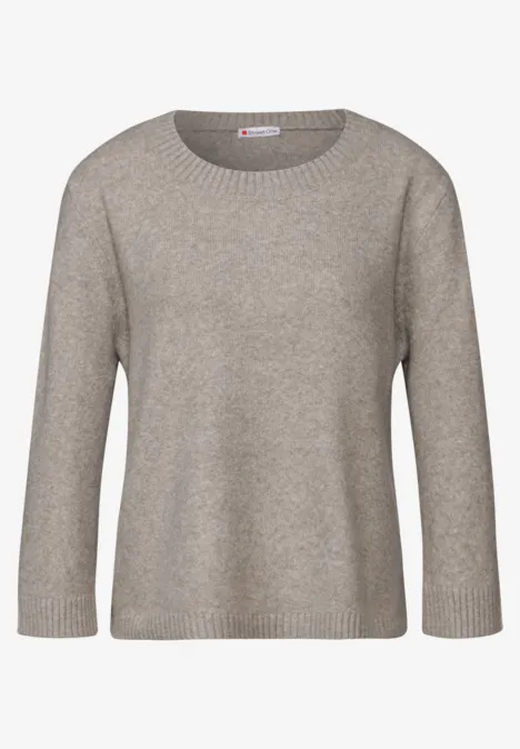 Strickpullover mit Rundhals breezy beige mel.