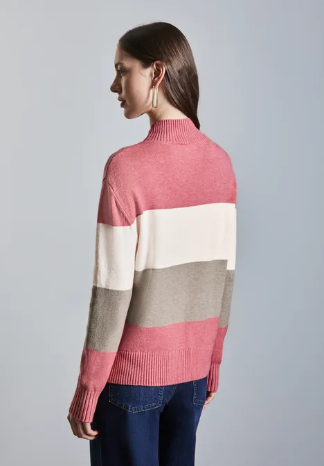 Gestreifter Pullover sugar coral mel.