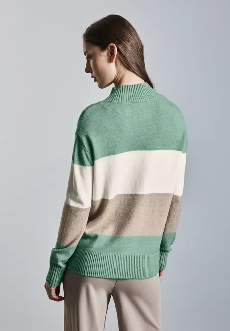 Gestreifter Pullover sunlit green mel.