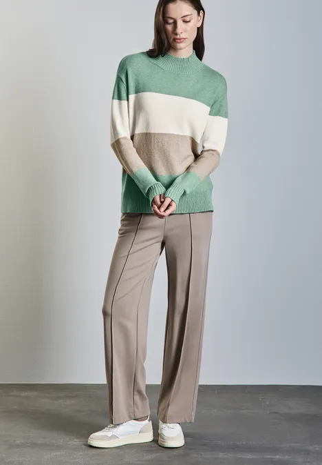 Gestreifter Pullover sunlit green mel.