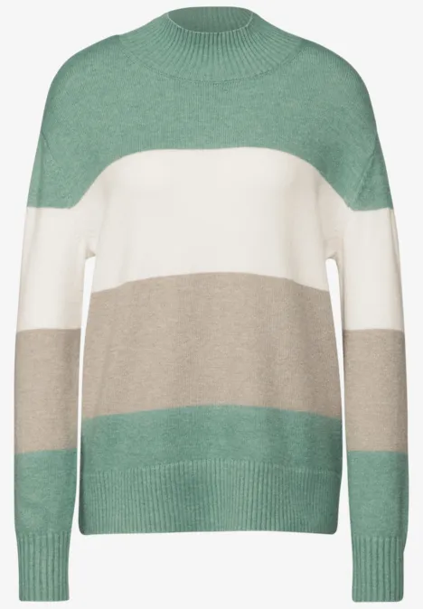 Gestreifter Pullover sunlit green mel.