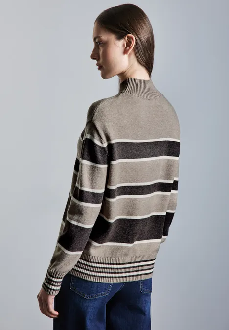 Gestreifter Pullover breezy beige mel.