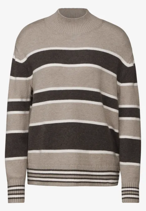 Gestreifter Pullover breezy beige mel.