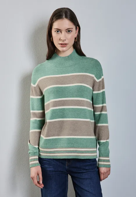 Gestreifter Pullover sunlit green mel.