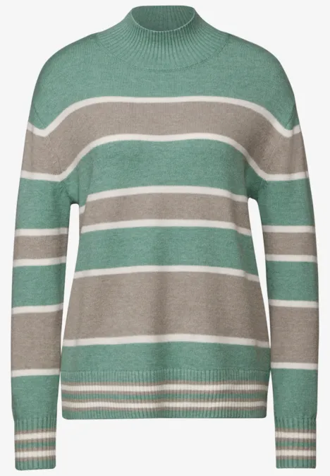 Gestreifter Pullover sunlit green mel.