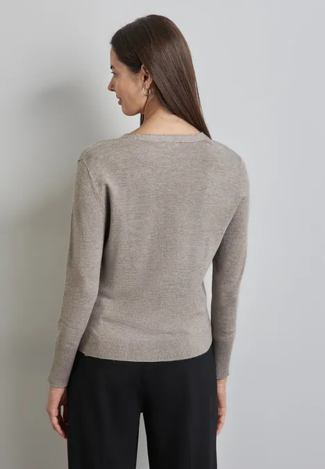 Strickpullover mit Details mocha beige mel.