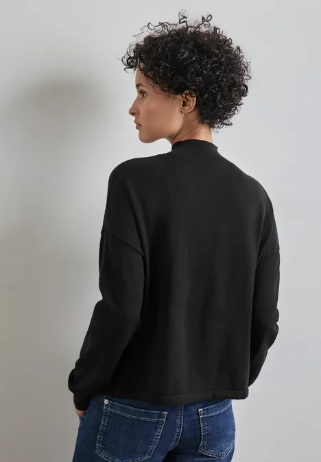 Kurzer Turtleneck-Sweater Black