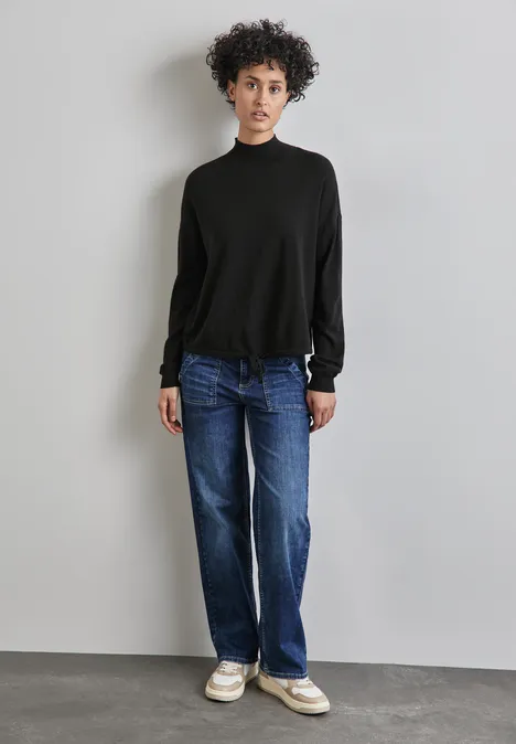 Kurzer Turtleneck-Sweater Black
