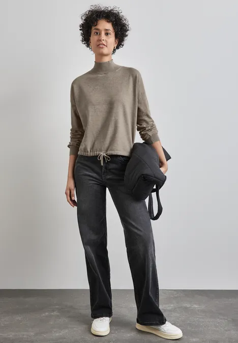 Kurzer Turtleneck-Sweater mocha beige mel.