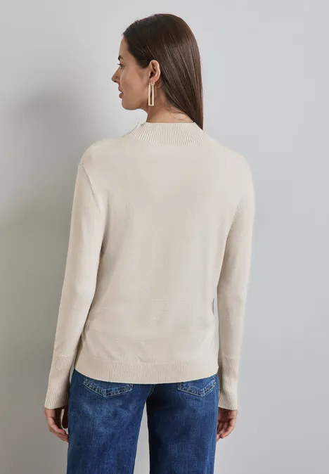 Basic Turtleneck Pullover cream white melange