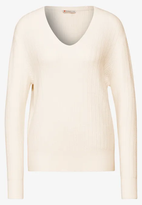 Kuscheliger V-Neck Pullover lucid white