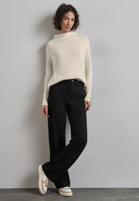 Pullover mit Kontrastdetail cream white melange