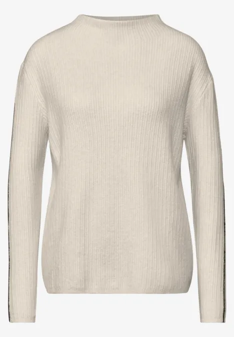 Pullover mit Kontrastdetail cream white melange
