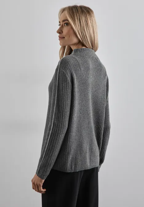 Pullover mit Kontrastdetail echo grey mel.