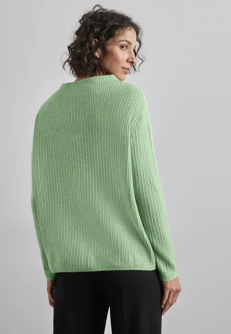Pullover mit Kontrastdetail gleam green mel.