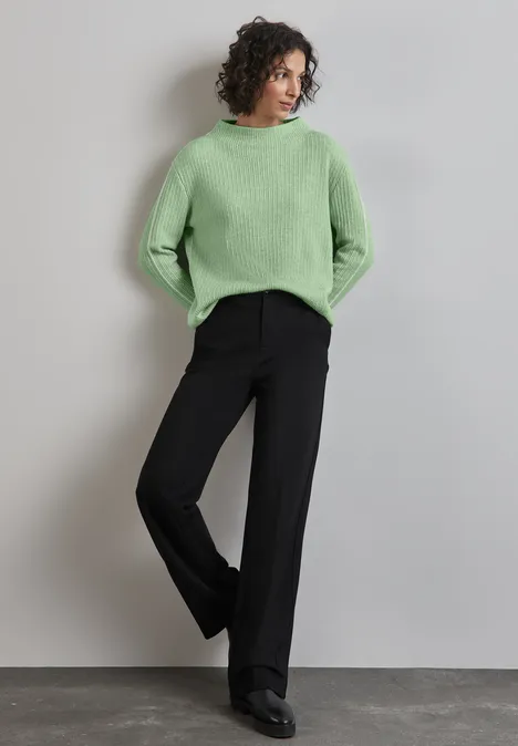 Pullover mit Kontrastdetail gleam green mel.