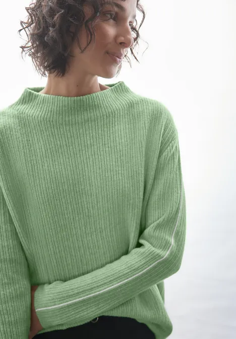 Pullover mit Kontrastdetail gleam green mel.