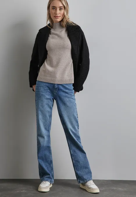 Pullover mit Knopfdetail breezy beige mel.