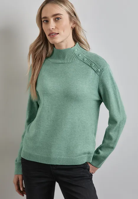 Pullover mit Knopfdetail sunlit green mel.