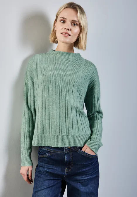 Pullover mit Rippstruktur sunlit green mel.