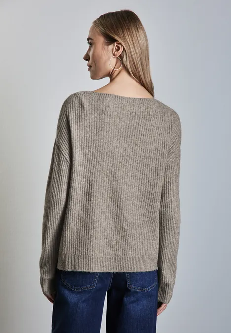 Strukturmix-Pullover breezy beige mel.