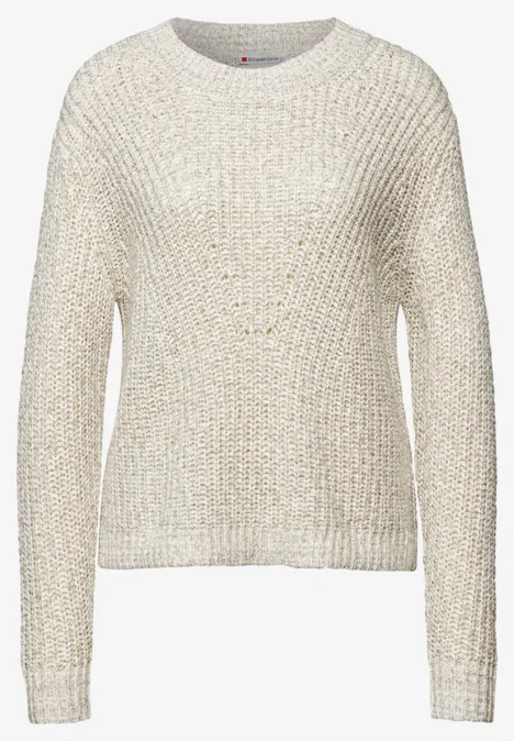 Pullover mit Strickmuster cloud cream mel.