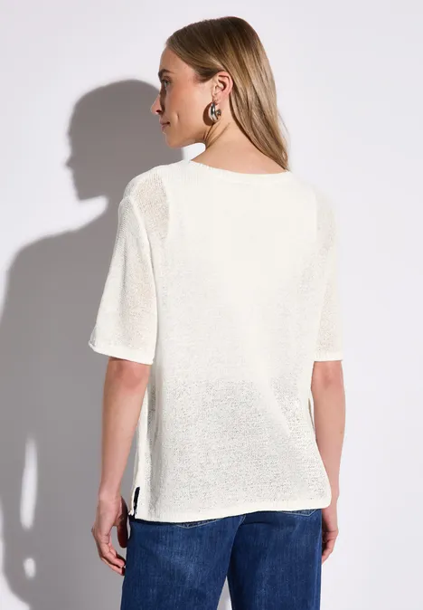 Kurzarmpullover off white