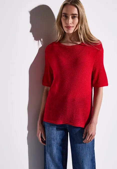 Kurzarmpullover glory red