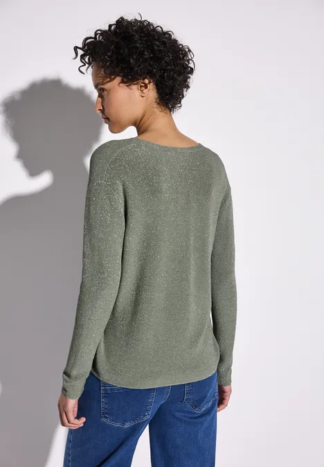 Glitzernder Pullover dusty milky green