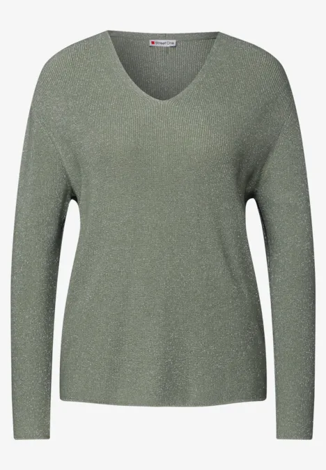 Glitzernder Pullover dusty milky green