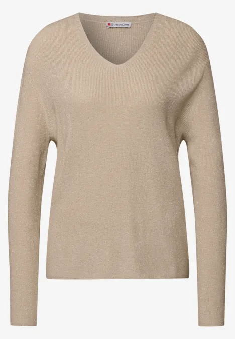 Glitzernder Pullover cotton beige