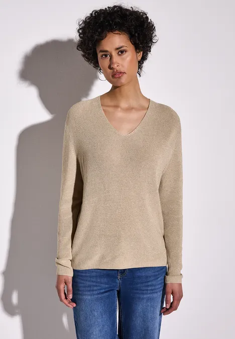Glitzernder Pullover cotton beige