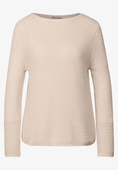 Pullover mit Lochmuster lucid white