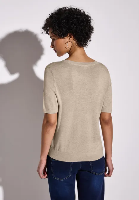 Kurzarmpullover sheer beige mel.